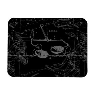 Libra Constellation Map Hevelius 1690 on Black Magnet