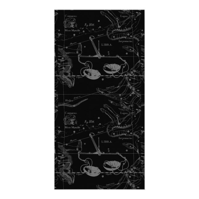 Libra Constellation Map Hevelius 1690 Sept Oct Card (Front)