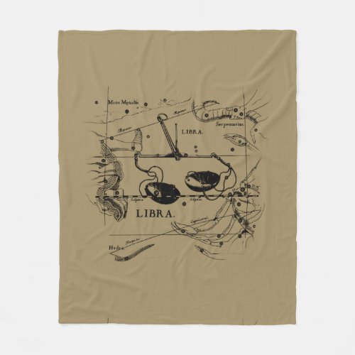 Libra Constellation Map Hevelius 1690 Sept Oct Fleece Blanket