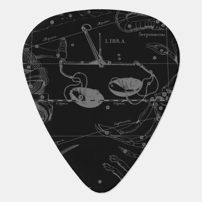 Libra Constellation Map Hevelius 1690 Sept Oct Guitar Pick (Front)