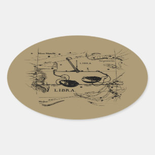 Libra Constellation Map Hevelius circa 1690 Oval Sticker