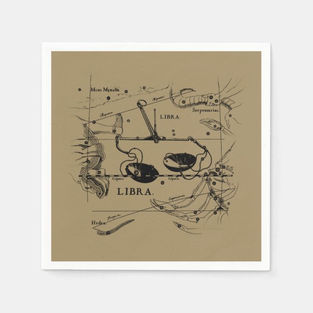 Libra Constellation Map Hevelius circa 1690 Paper Napkins (Front)
