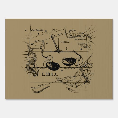 Libra Constellation Map Hevelius circa 1690 Sign