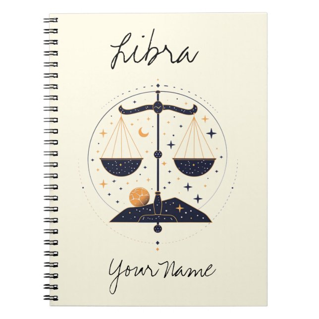 Libra Constellation Minimalist Line Art Notebook (Front)
