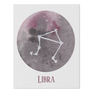 Libra constellation purple watercolor faux canvas print