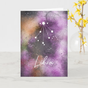 Libra Constellation Zodiac Purple Galaxy Card