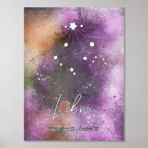 Libra Constellation Zodiac Sign Purple Galaxy