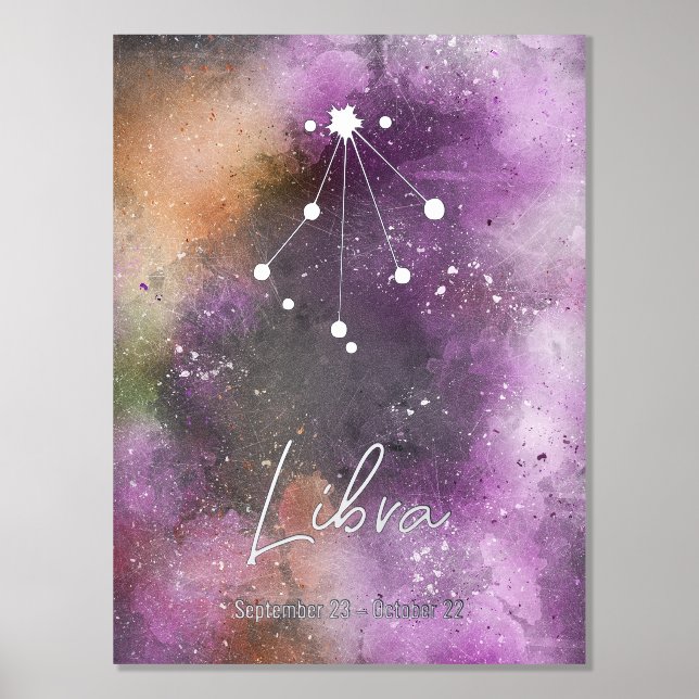 Libra Constellation Zodiac Sign Purple Galaxy (Front)