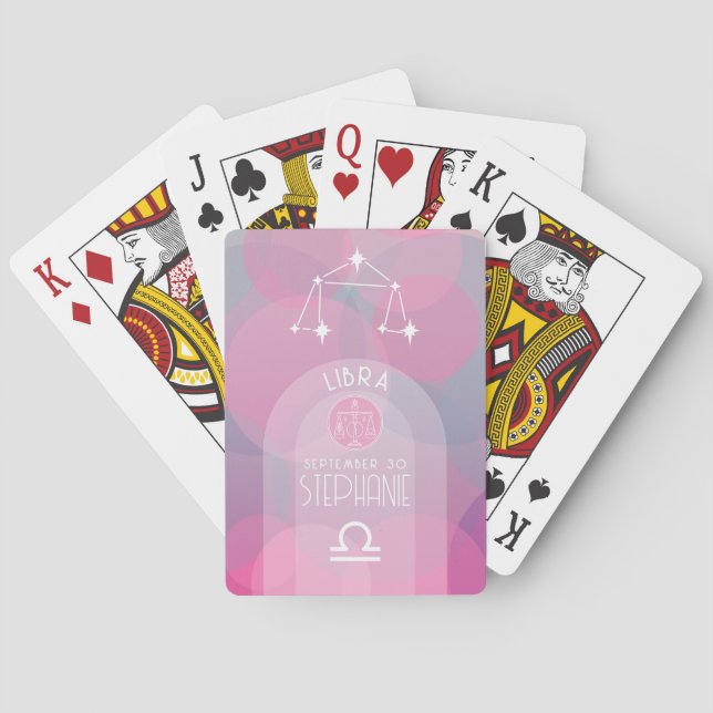 Libra Custom Birthdate - Zodiac - Modern Design Poker Cards (Back)