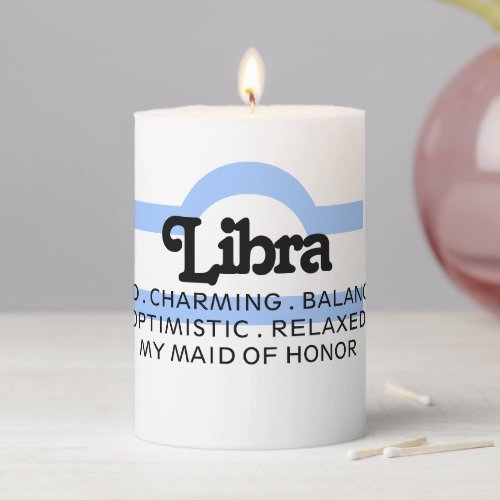 Libra  Custom Traits and Message Zodiac Pillar Candle