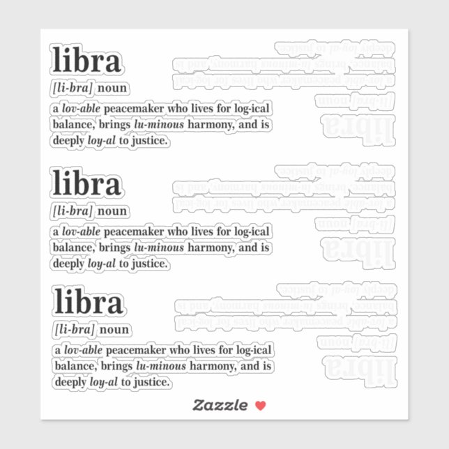 Libra Definition Aesthetic Astrology Gift Sticker (Sheet)
