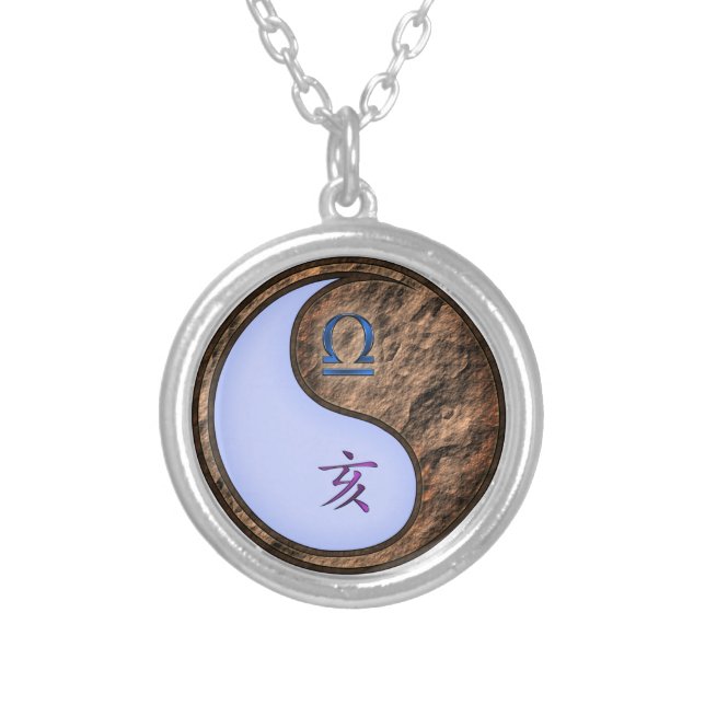 Libra & Earth Boar Silver Plated Necklace (Front)