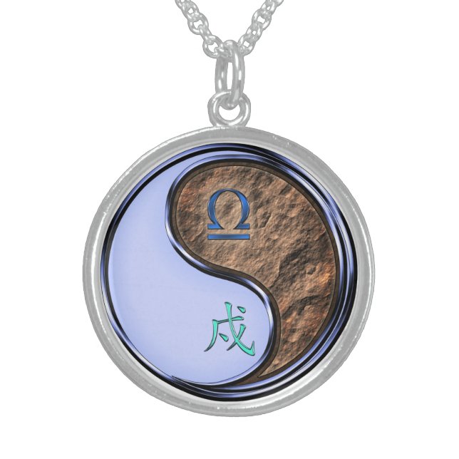 Libra & Earth Dog Sterling Silver Necklace (Front)