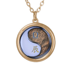 Libra & Earth Dragon Gold Plated Necklace