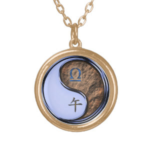 Libra & Earth Horse Gold Plated Necklace
