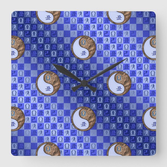 Libra & Earth Ox Square Wall Clock (Front)