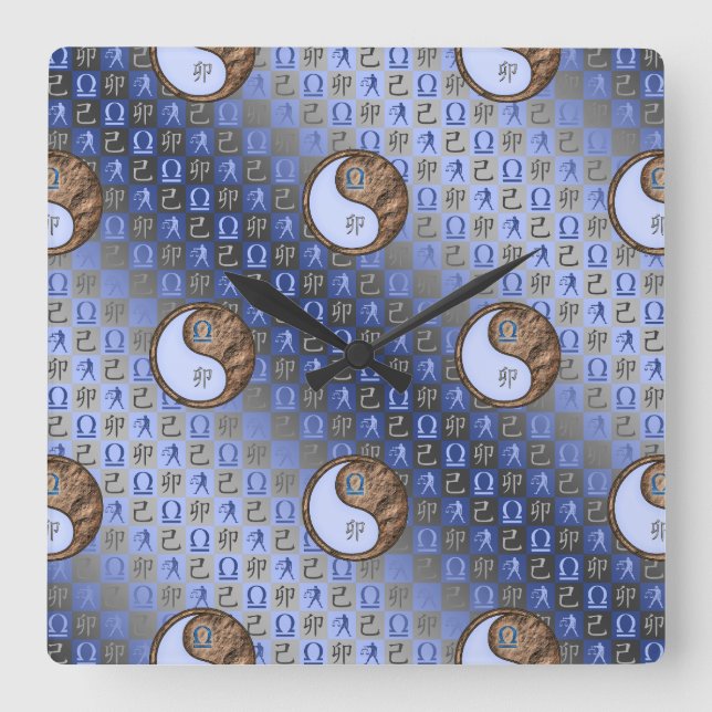 Libra & Earth Rabbit Square Wall Clock (Front)