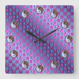 Libra & Earth Rooster Square Wall Clock