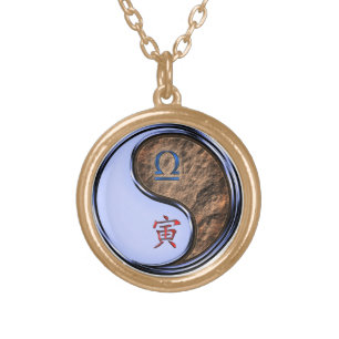 Libra & Earth Tiger Gold Plated Necklace