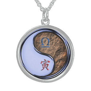 Libra & Earth Tiger Sterling Silver Necklace