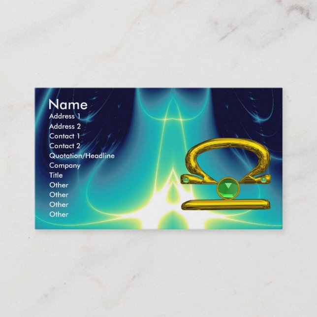 LIBRA  , Emerald bright vibrant yellow black green Business Card (Front)