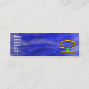 LIBRA , Emerald bright vibrant yellow green blue Mini Business Card