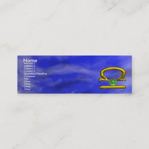 LIBRA   Emerald bright vibrant yellow green blue Mini Business Card