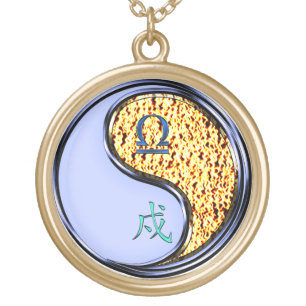 Libra & Fire Dog Gold Plated Necklace