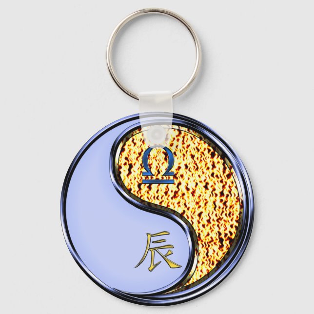 Libra & Fire Dragon Keychain (Front)