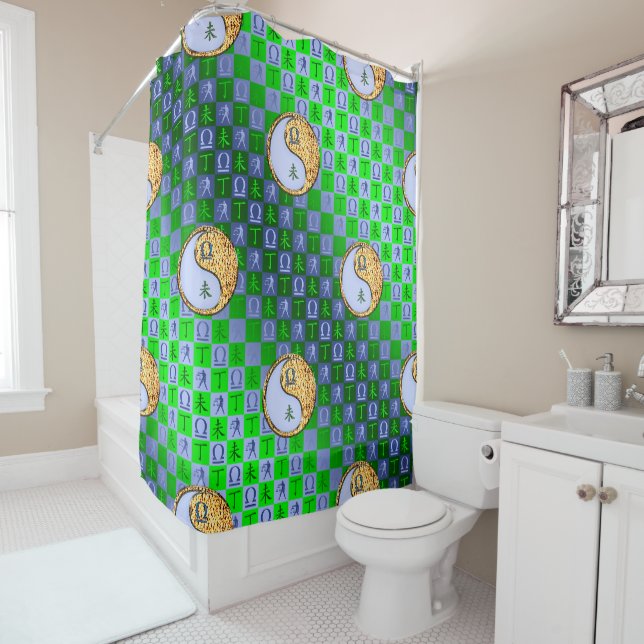 Libra & Fire Goat Shower Curtain (In Situ)