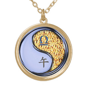 Libra & Fire Horse Gold Plated Necklace