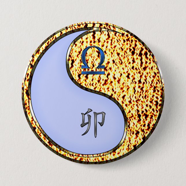 Libra & Fire Rabbit Button (Front)