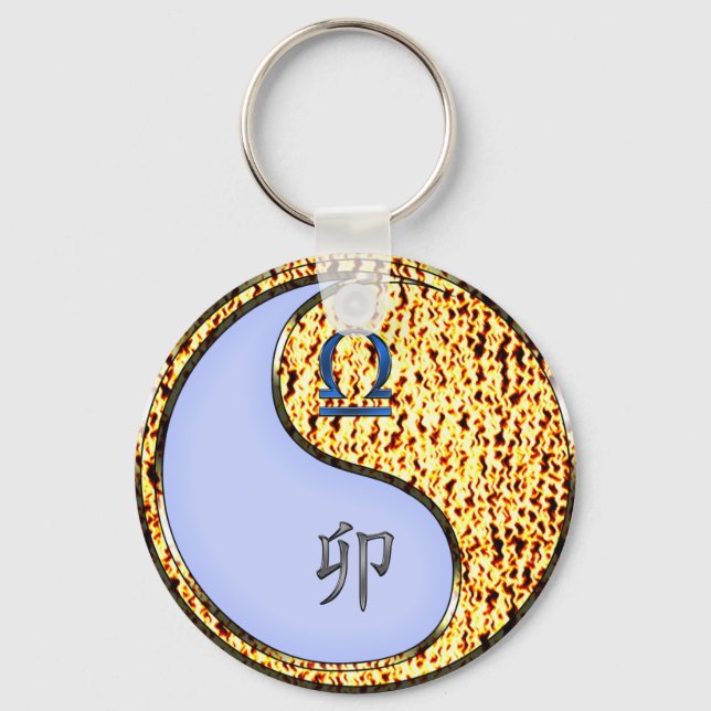 Libra & Fire Rabbit Keychain (Front)