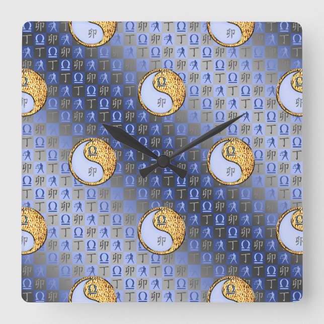 Libra & Fire Rabbit Square Wall Clock (Front)