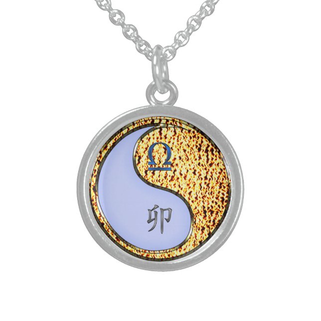 Libra & Fire Rabbit Sterling Silver Necklace (Front)