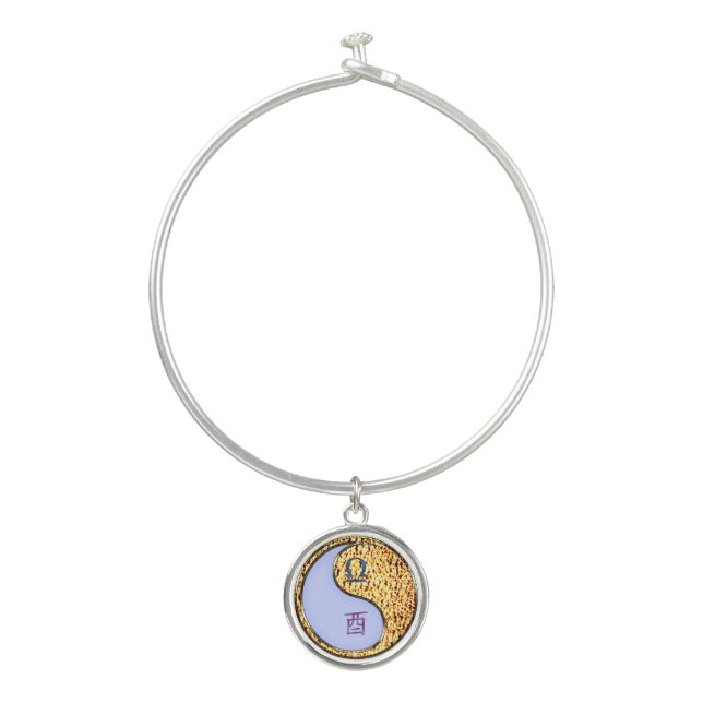 Libra & Fire Rooster Bangle Bracelet (Front)