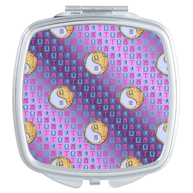 Libra & Fire Rooster Compact Mirror (Front)