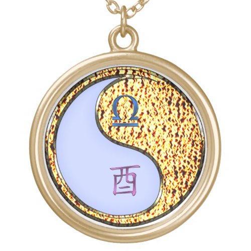 Libra Fire Rooster Gold Plated Necklace