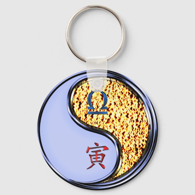 Libra & Fire Tiger Keychain (Front)