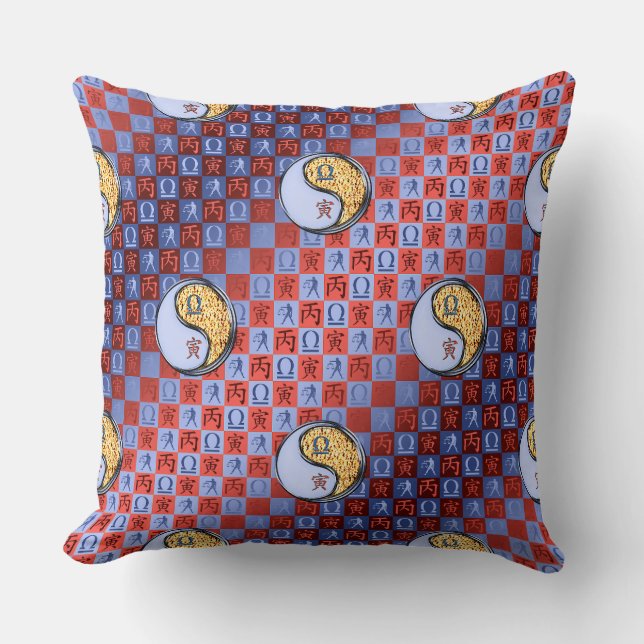 Libra & Fire Tiger Throw Pillow (Front)