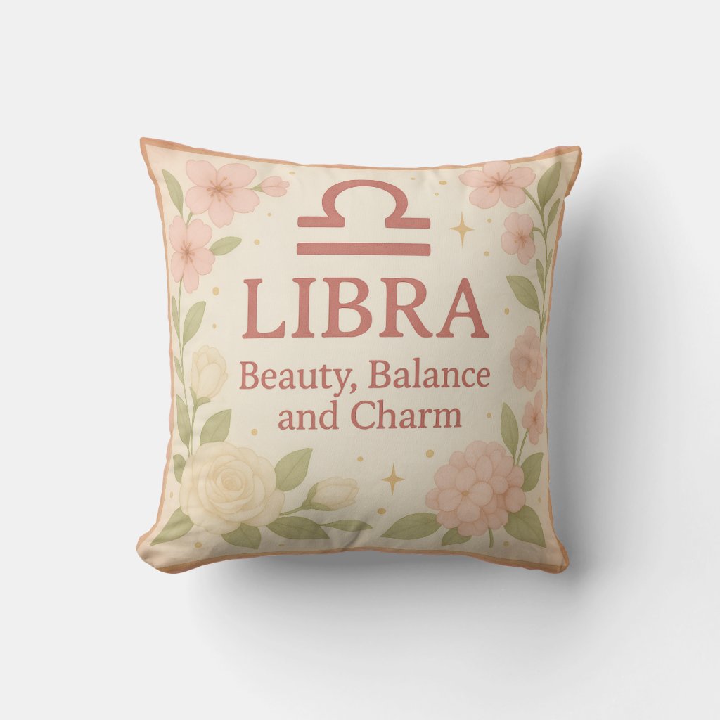Libra Beauty Balance and Charm Zodiac Pillow
