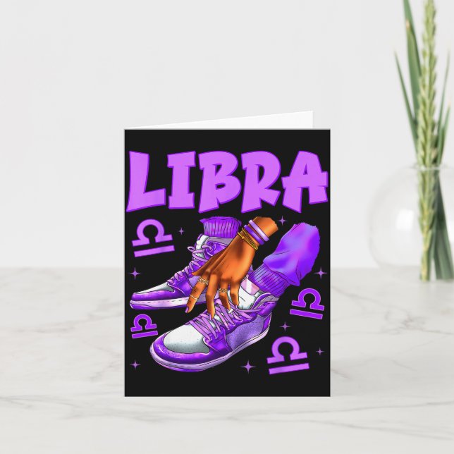 Libra Girl Birthday Black Woman Sneakers Zodiac Si Card (Front)