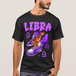 Libra Girl Birthday Black Woman Sneakers Zodiac Si T-Shirt