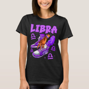 Libra Girl Birthday Black Woman Sneakers Zodiac Si T-Shirt