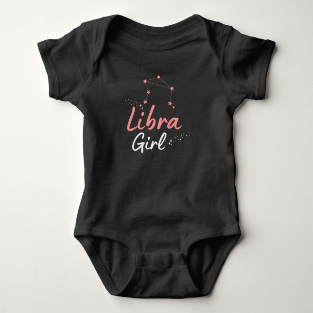 Libra Girl Black cute astrology Bodysuit for babie (Front)