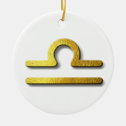 Libra Gold in Snow Ceramic Ornament