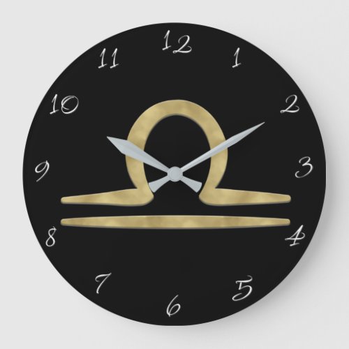 LIBRA Gold September October Birthday Astrology  Large Clock