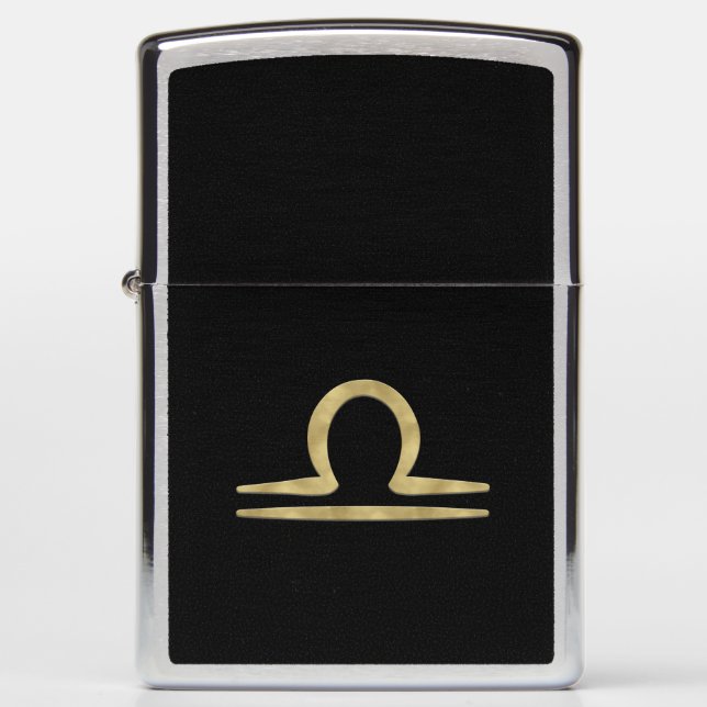LIBRA Gold September October Birthday Astrology   Zippo Lighter (Front)