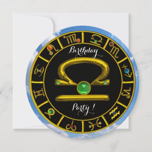 LIBRA GOLD ZODIAC BIRTHDAY JEWEL Astrology Chart Invitation