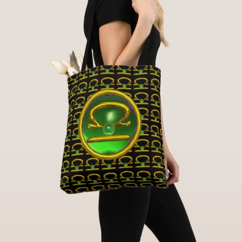 LIBRA GOLD ZODIAC BIRTHDAY JEWELS Green Emerald Tote Bag